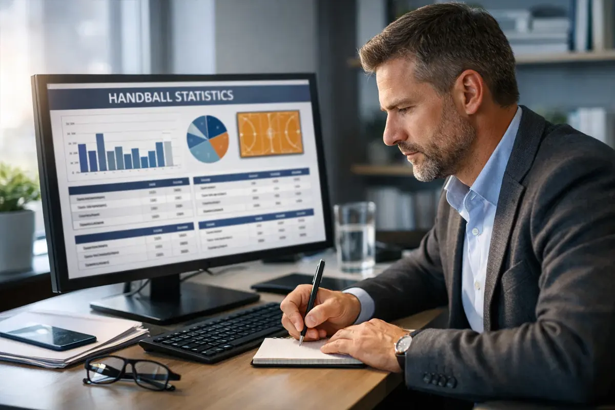 Sportanalyst wertet Handball-Daten am Computer aus