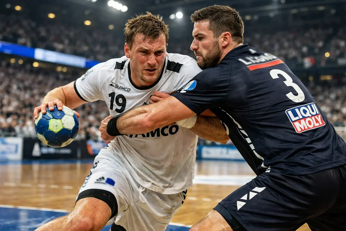 Handball-Spieler in Aktion während eines Bundesliga-Spiels
